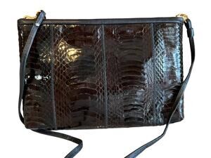 Vintage 70s black snakeskin Python Convertible Shoulder Bag
